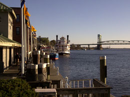 along the riverfront